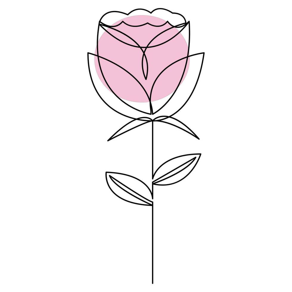 kontinuierlich Rose Blume einer Linie Hand zeichnen skizzieren und Gliederung Vektor Illustration von minimalistisch