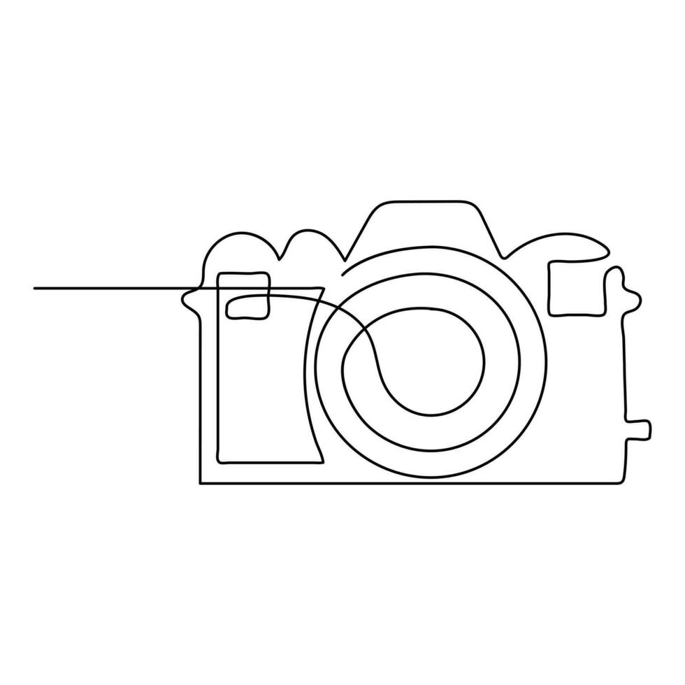 klassisch Kamera von kontinuierlich Single Linie Kunst Zeichnung Stil und Gliederung Vektor Illustration