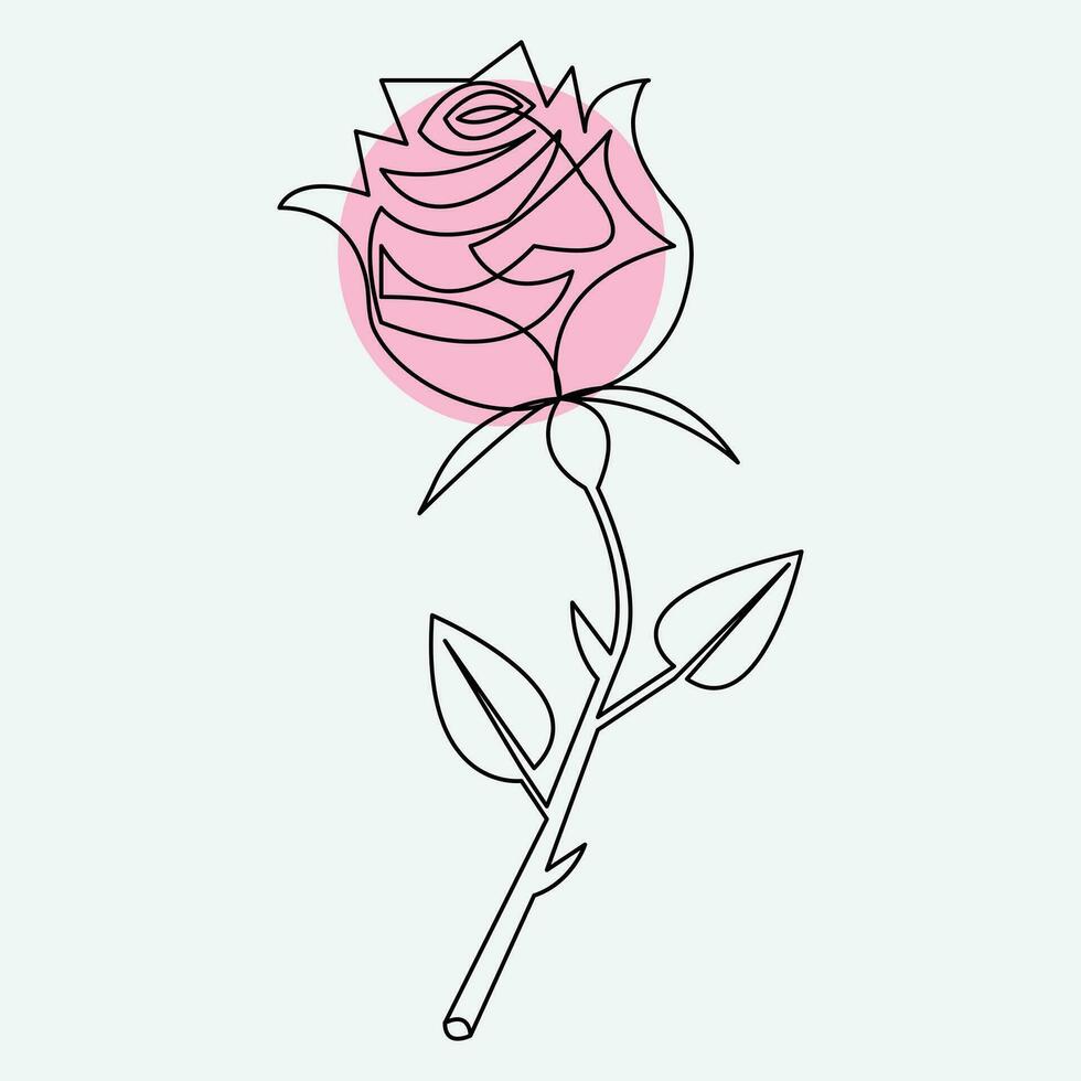 Rose Blume kontinuierlich Single Linie Kunst Zeichnung Gliederung Vektor Illustration minimalistisch Design