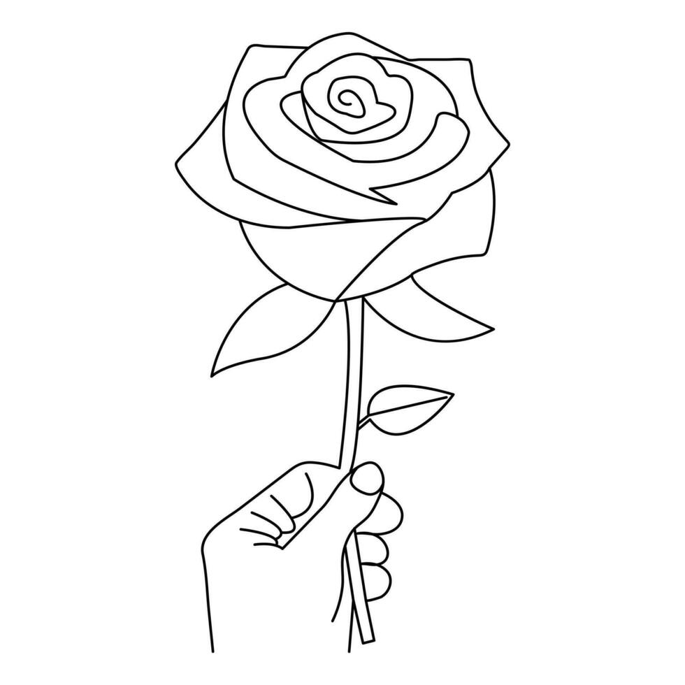 Valentinstag Tag, Rose Tag Linie Kunst Zeichnung kontinuierlich Gliederung Vektor minimalistisch Design Illustration