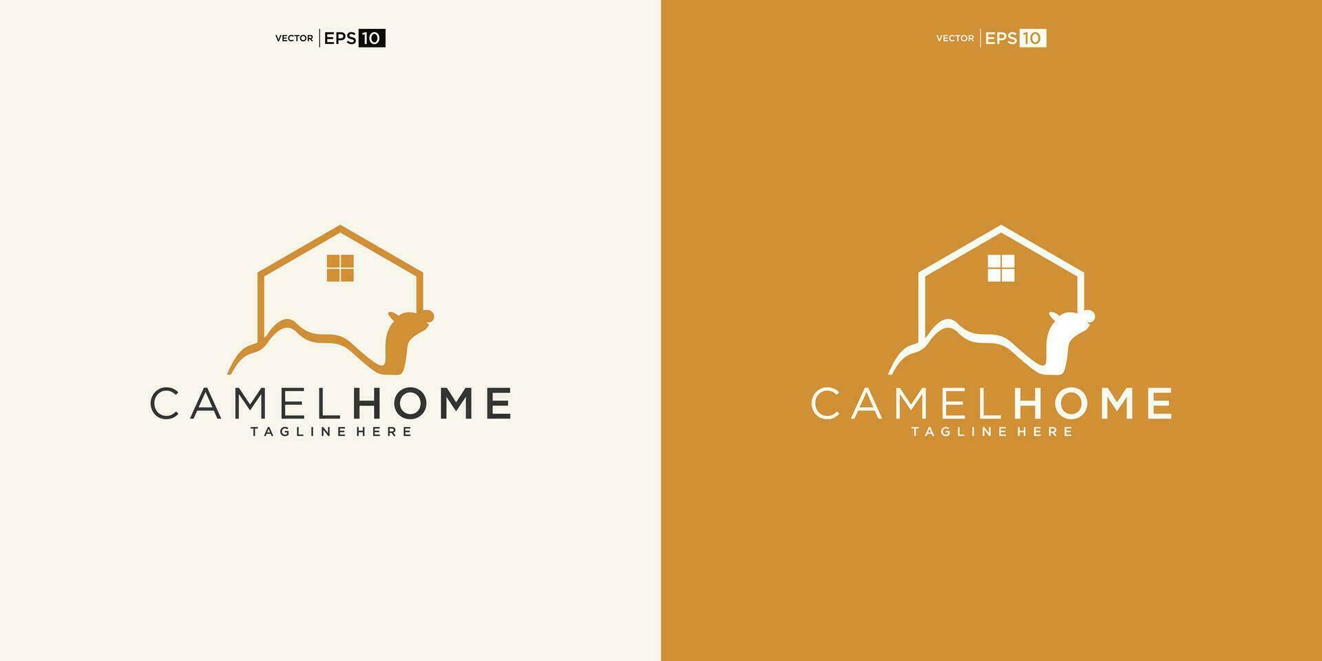 Wüste Kamel mit Haus zum Zuhause echt Nachlass Wohn Hypothek Wohnung Gebäude Logo Design vektor