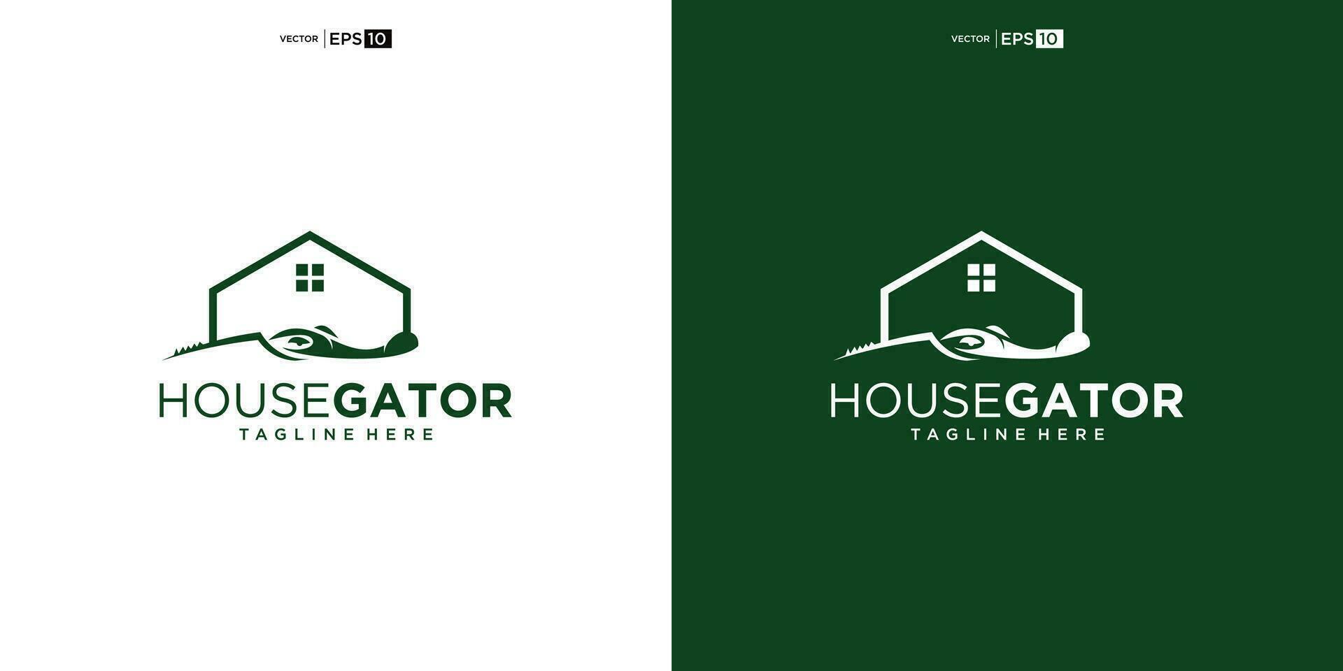 Krokodil Alligator mit Haus zum Zuhause echt Nachlass Wohn Hypothek Wohnung Gebäude Logo Design vektor