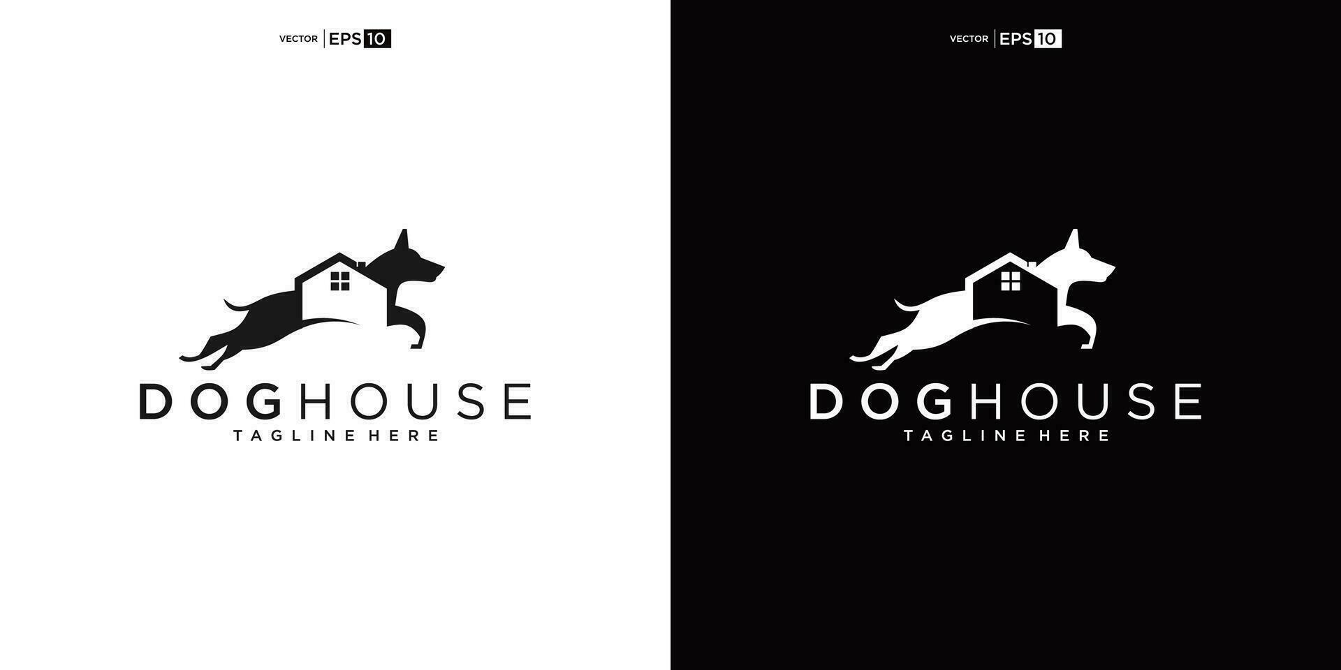 hund med hus för Hem verklig egendom bostads- inteckning lägenhet byggnad logotyp designhund med hus för Hem verklig egendom bostads- inteckning lägenhet byggnad logotyp design vektor