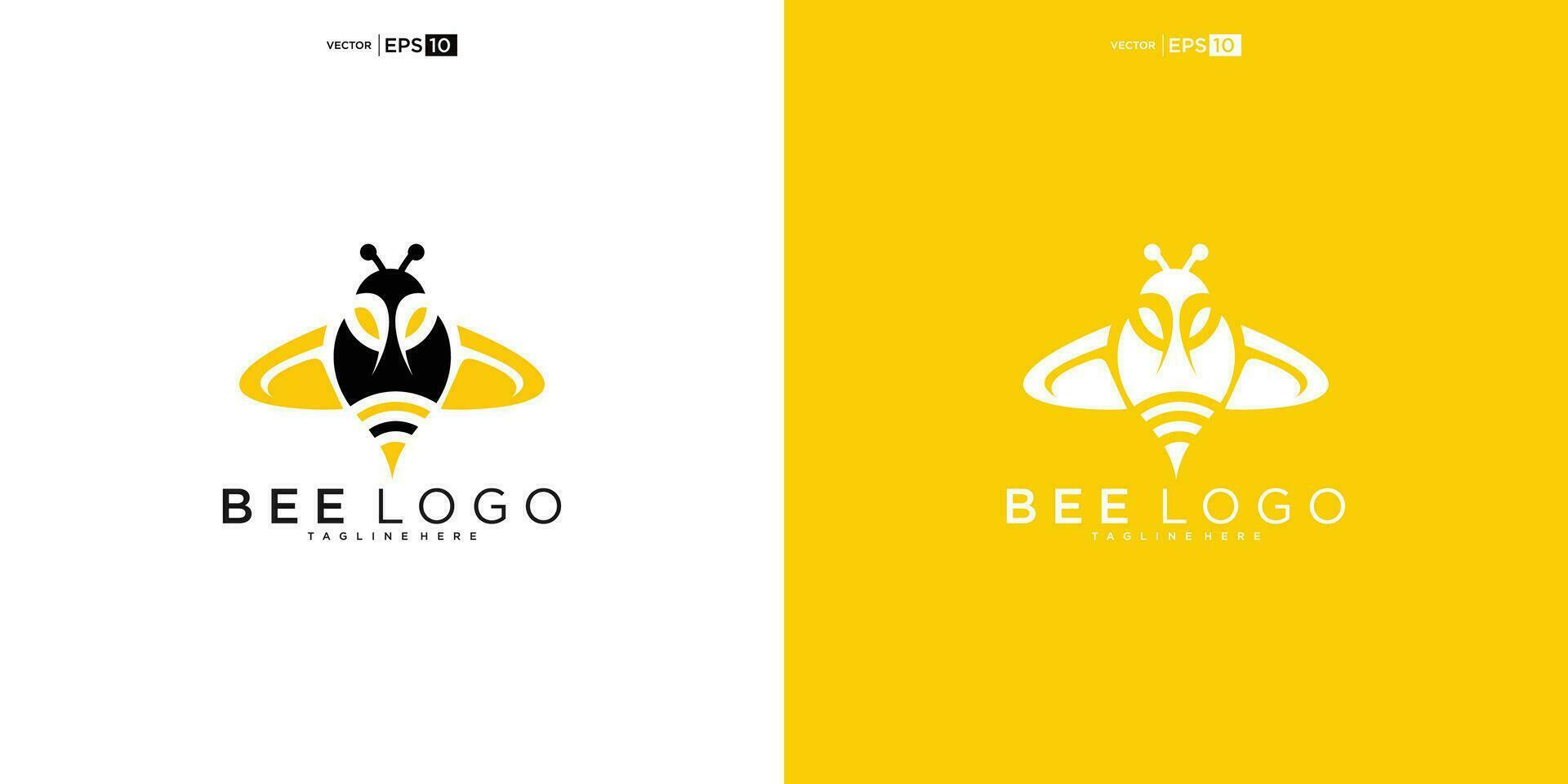 honung bi djur logotyp design vektor