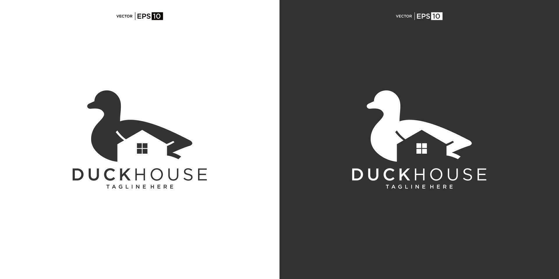 Ente mit Haus zum Zuhause echt Nachlass Wohn Hypothek Wohnung Gebäude Logo Design vektor