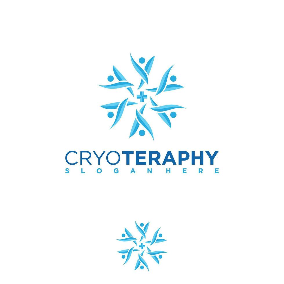 abstrakt Menschen gestalten Schneeflocke zum Kryotherapie Logo Design vektor