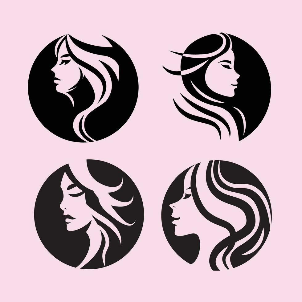 Frauen Symbol Satz, Logo eben Design, Pinsel, Hand zeichnen Vektor