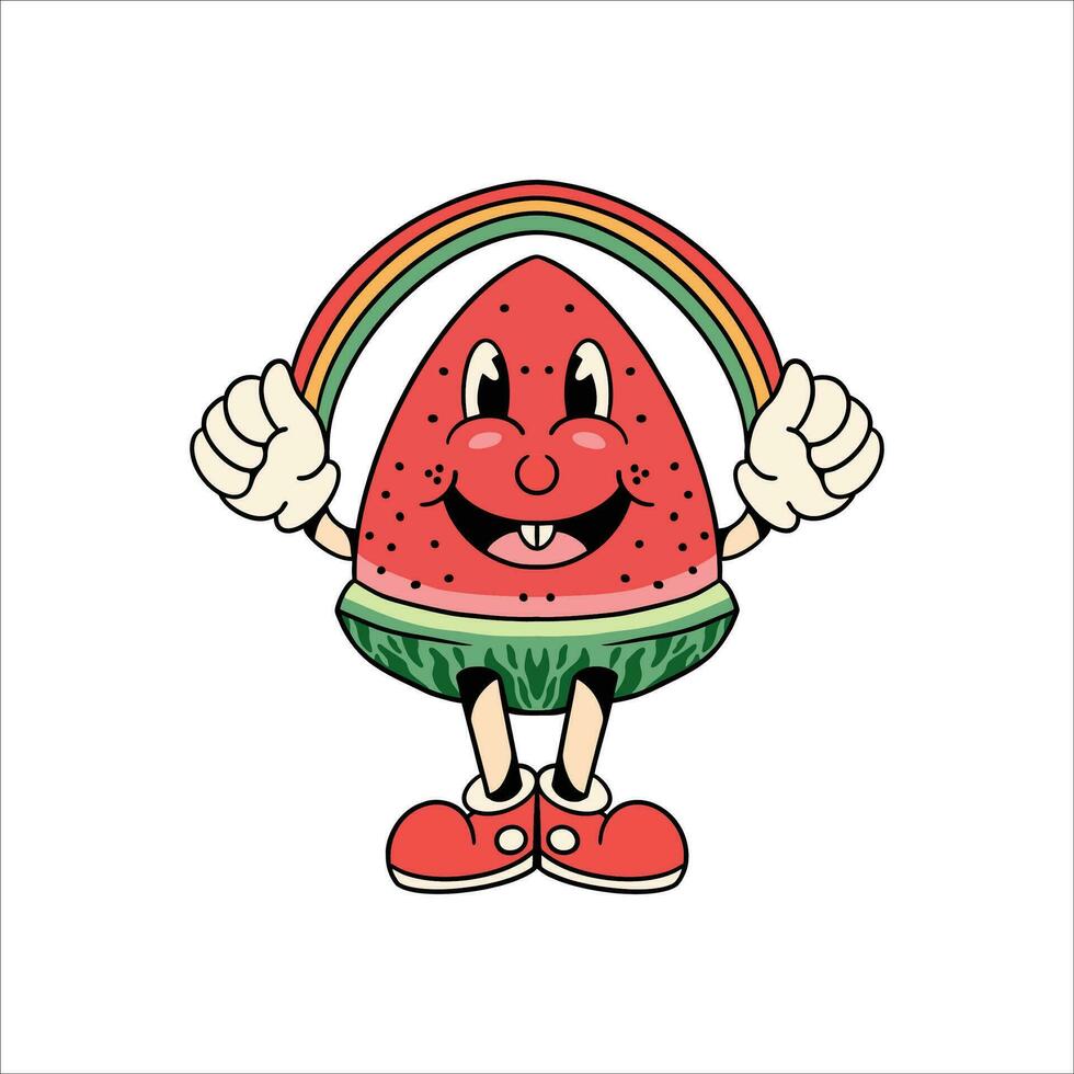 Lycklig vattenmelon tecknad serie vektor design