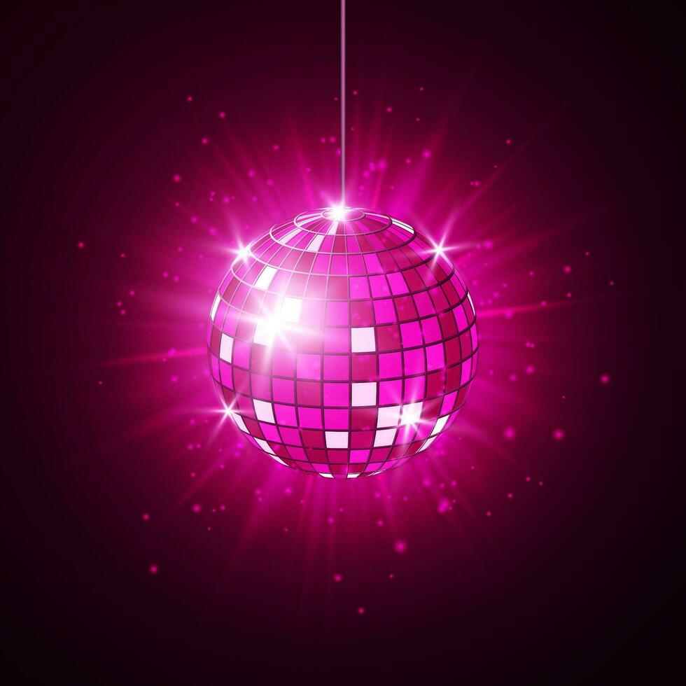 disko eller spegel boll med ljus strålar. musik och dansa natt fest bakgrund. abstrakt natt klubb retro bakgrund 80s och 90-tal. vektor illustration