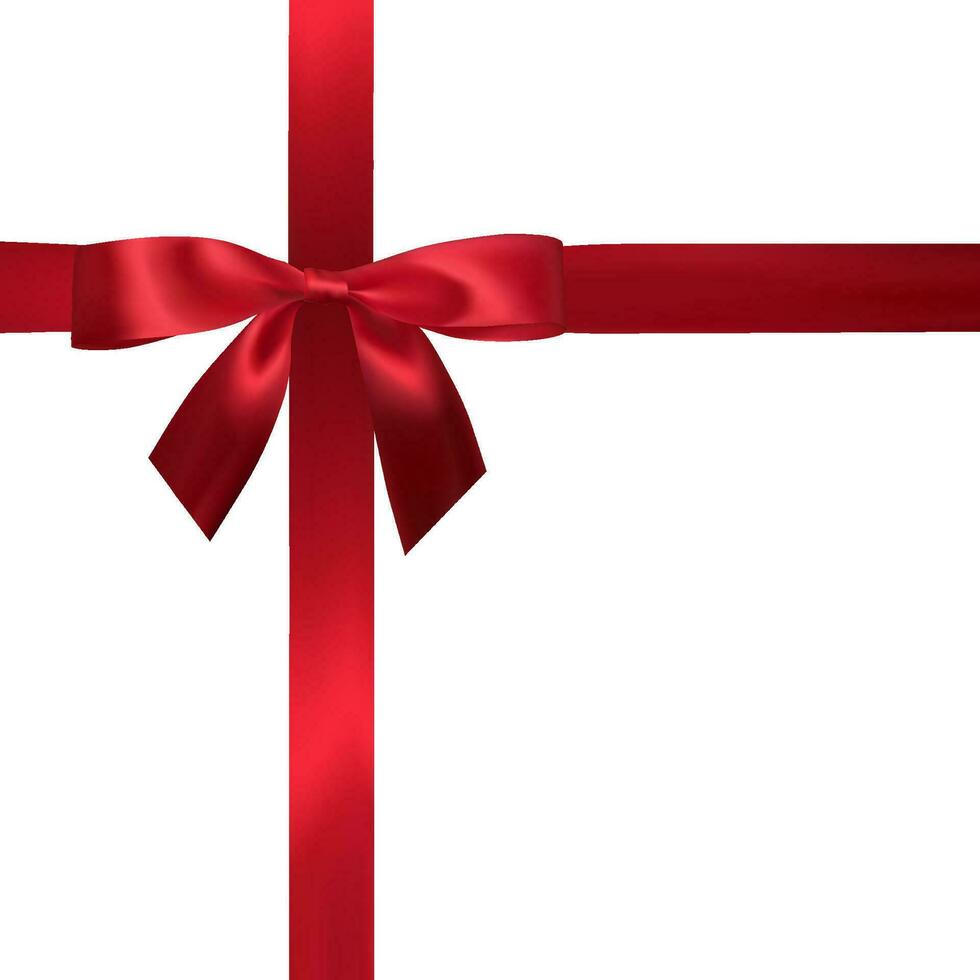 realistisch rot Bogen mit rot Bänder isoliert auf Weiß. Element zum Dekoration Geschenke, Grüße, Feiertage. Vektor Illustration