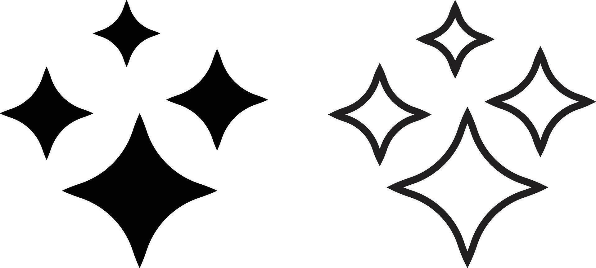 funkeln Symbol einstellen im zwei Stile isoliert auf Weiß Hintergrund . scheinen Symbol Symbol Vektor