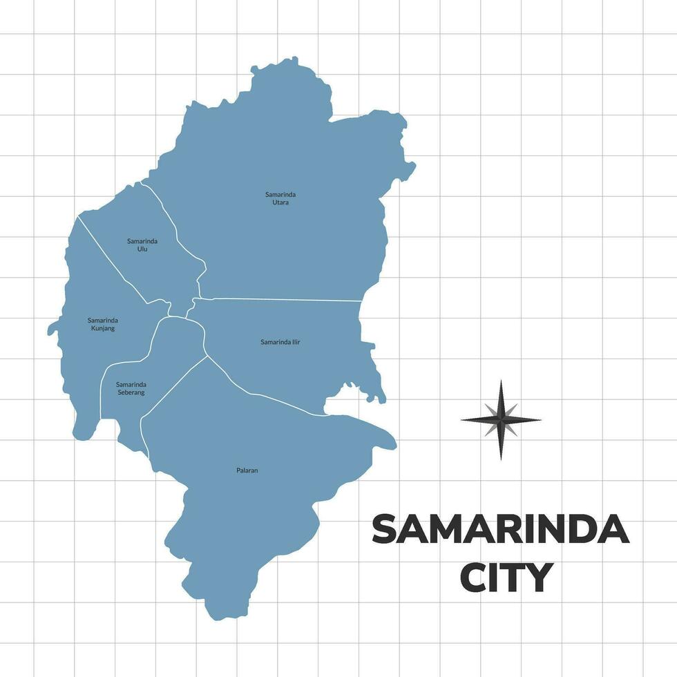 samarinda stad Karta illustration. Karta av städer i indonesien vektor