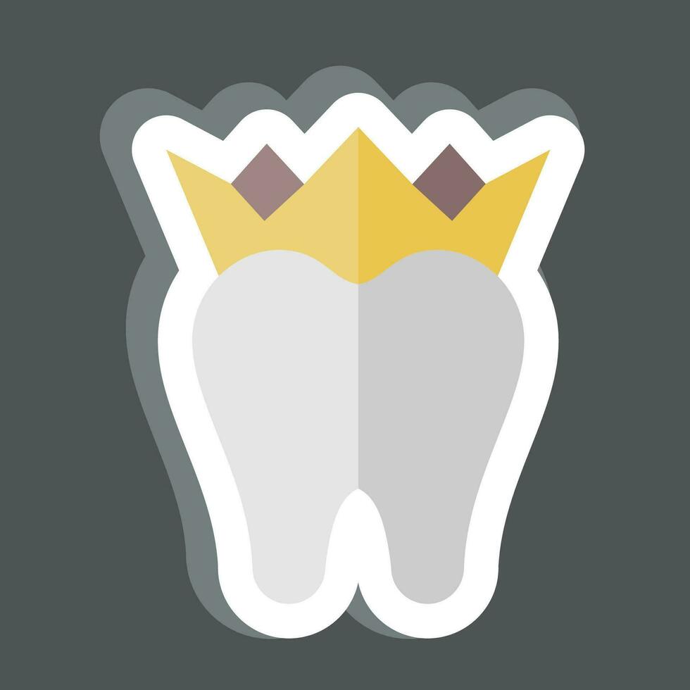 Aufkleber Dental Kronen. verbunden zu Dental Symbol. einfach Design editierbar. einfach Illustration vektor