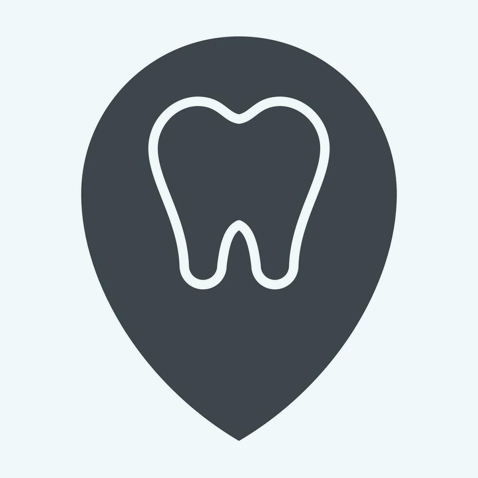 Symbol Standort. verbunden zu Dental Symbol. Glyphe Stil. einfach Design editierbar. einfach Illustration vektor