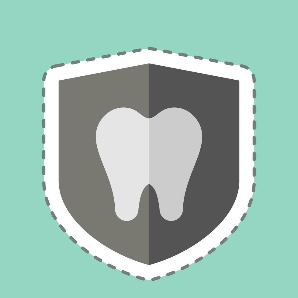 klistermärke linje skära dental skydd. relaterad till dental symbol. enkel design redigerbar. enkel illustration vektor