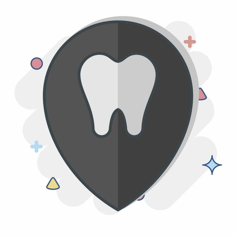 Symbol Standort. verbunden zu Dental Symbol. Comic Stil. einfach Design editierbar. einfach Illustration vektor