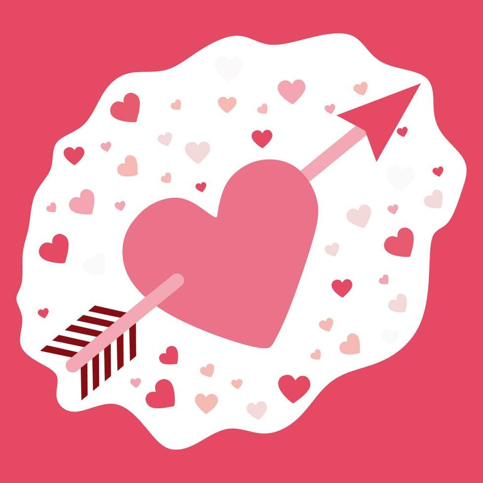 hjärta och pil klistermärke objekt. vektor konst design tecknad serie illustration isolerat på vit bakgrund. hjärta genomborrad förbi ett pil. rosa romantisk symbol för valentine dag kort, kärlek affisch.