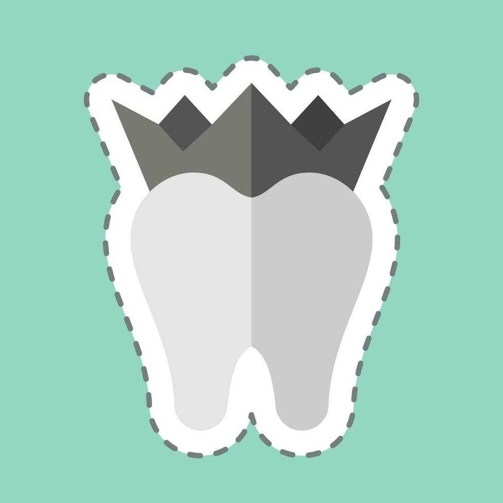 klistermärke linje skära dental kronor. relaterad till dental symbol. enkel design redigerbar. enkel illustration vektor