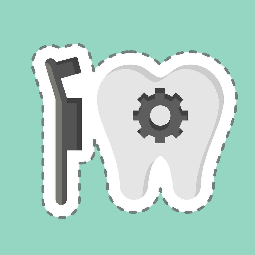 Aufkleber Linie Schnitt Dental Behandlung. verbunden zu Dental Symbol. einfach Design editierbar. einfach Illustration vektor