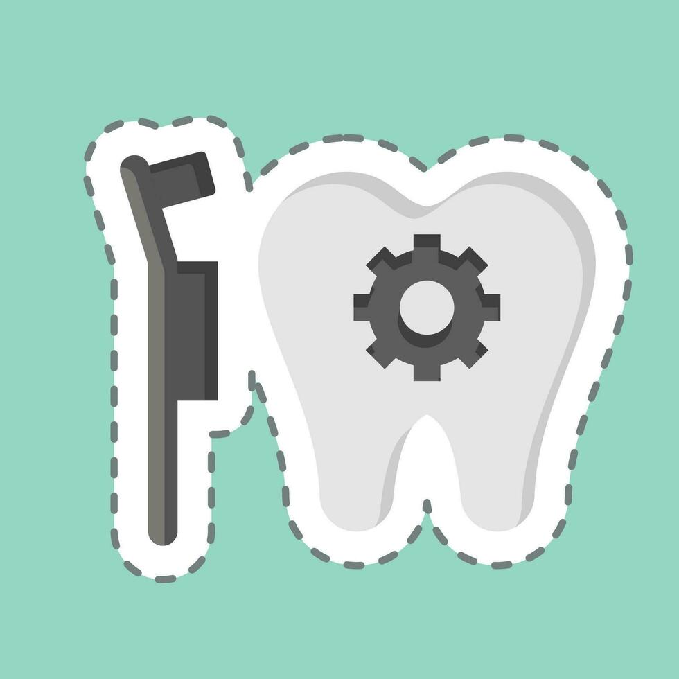 klistermärke linje skära dental behandling. relaterad till dental symbol. enkel design redigerbar. enkel illustration vektor