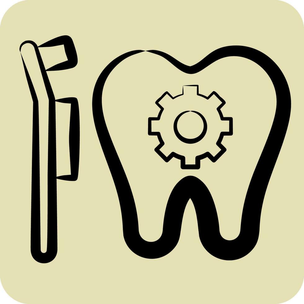 Symbol Dental Behandlung. verbunden zu Dental Symbol. Hand gezeichnet Stil. einfach Design editierbar. einfach Illustration vektor