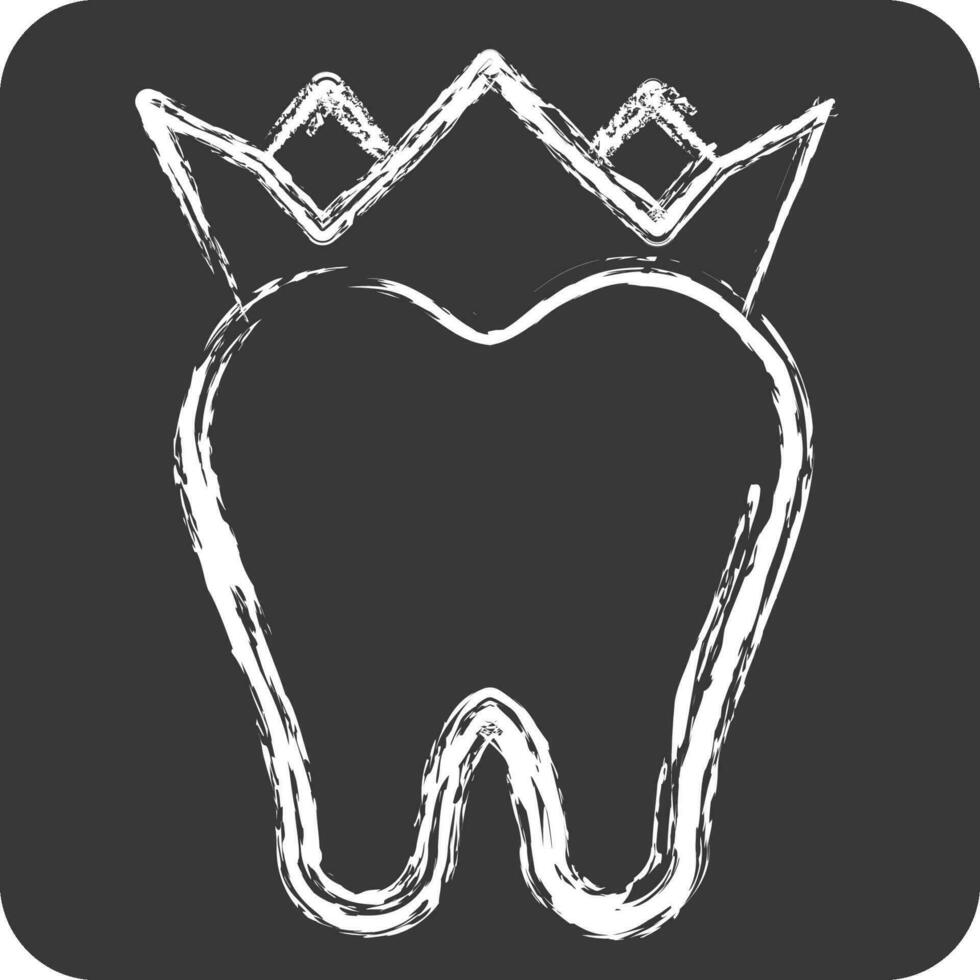 ikon dental kronor. relaterad till dental symbol. krita stil. enkel design redigerbar. enkel illustration vektor