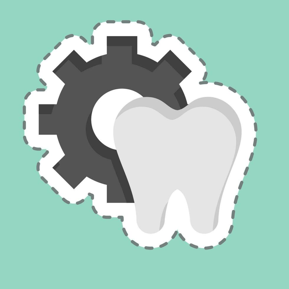 klistermärke linje skära dental tjänster. relaterad till dental symbol. enkel design redigerbar. enkel illustration vektor