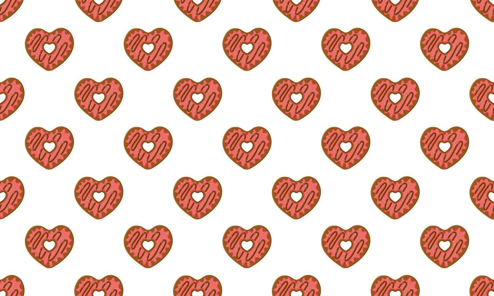 Herz geformt Donuts Hintergrund nahtlos Muster. Süss Donuts zum Valentinsgrüße Tag nahtlos Muster. Scrapbooking oder Verpackung Papier, Serviette oder Tischdecke Stoff Design vektor