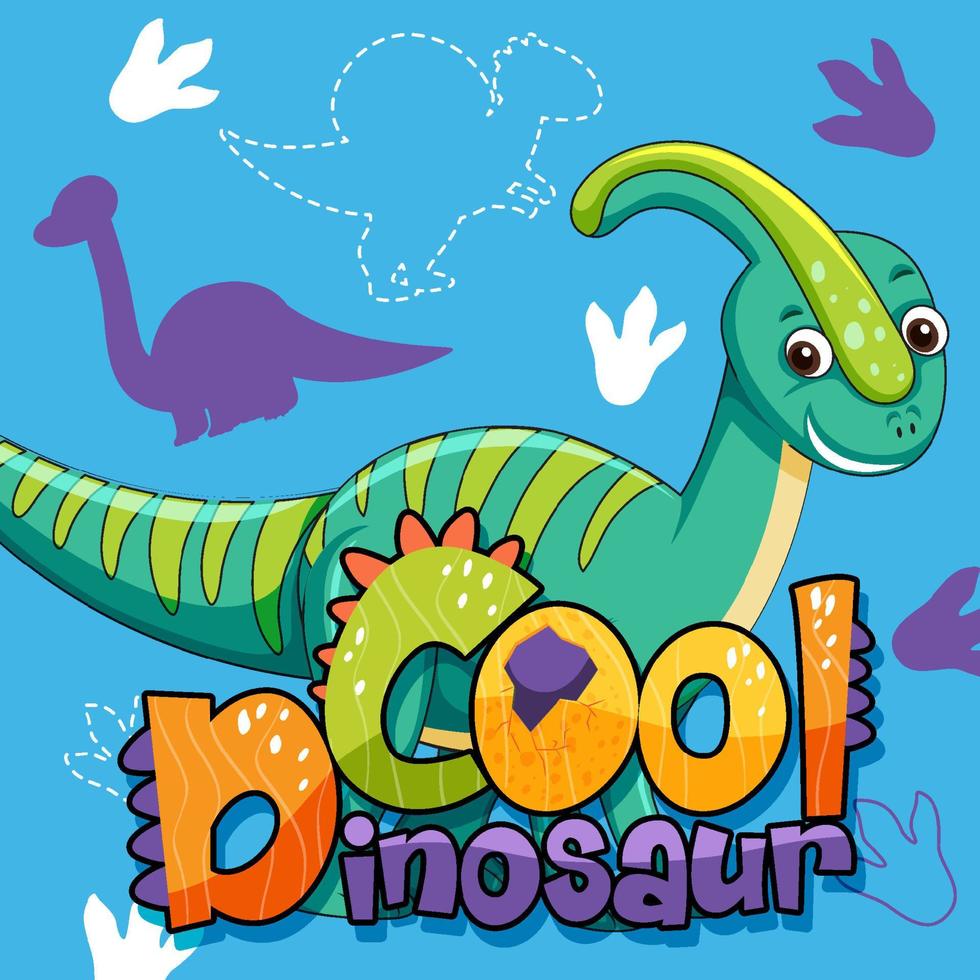 süßer Dinosaurier-Charakter mit Schriftdesign für Wort cooler Dinosaurier vektor