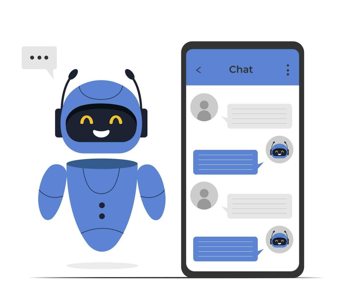 Chatbot neural Netzwerk, ai Server und Roboter Technologie. süß Chatbot ai Charakter. vektor