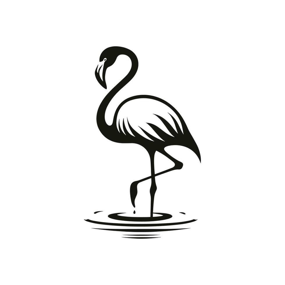 sauber und spielerisch Vektor Illustration von silhouettiert Flamingo Vogel Kunst Logo Symbol