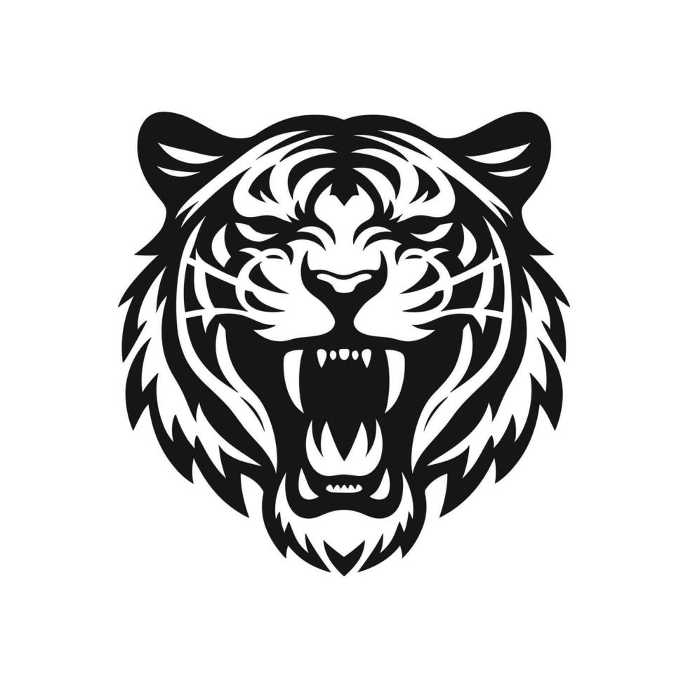 wild Tiger Logo silhouettiert brüllen im Karikatur Vektor Illustration