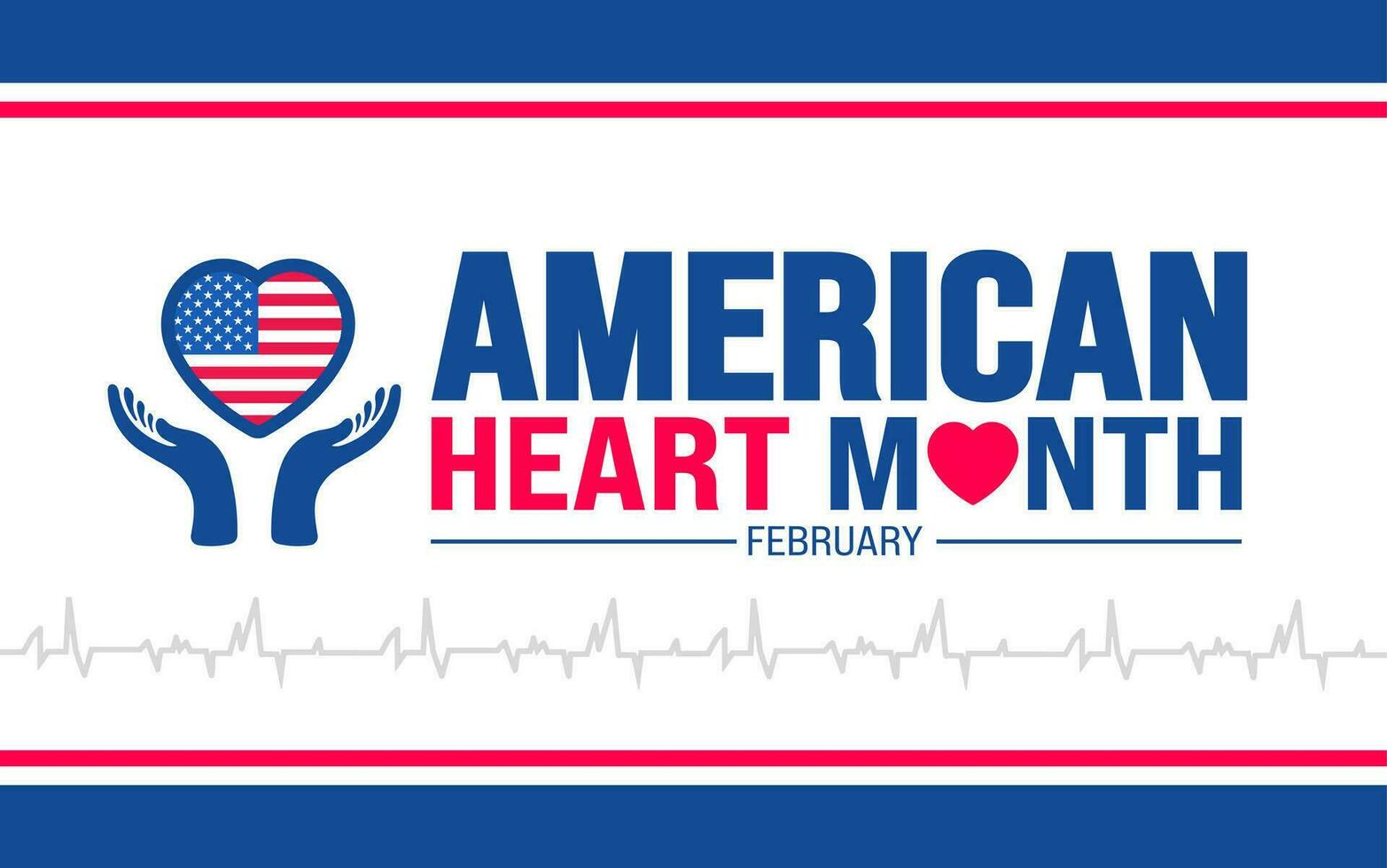 februari är amerikan hjärta månad bakgrund mall. Semester begrepp. bakgrund, baner, plakat, kort, och affisch design mall med text inskrift och standard Färg. vektor