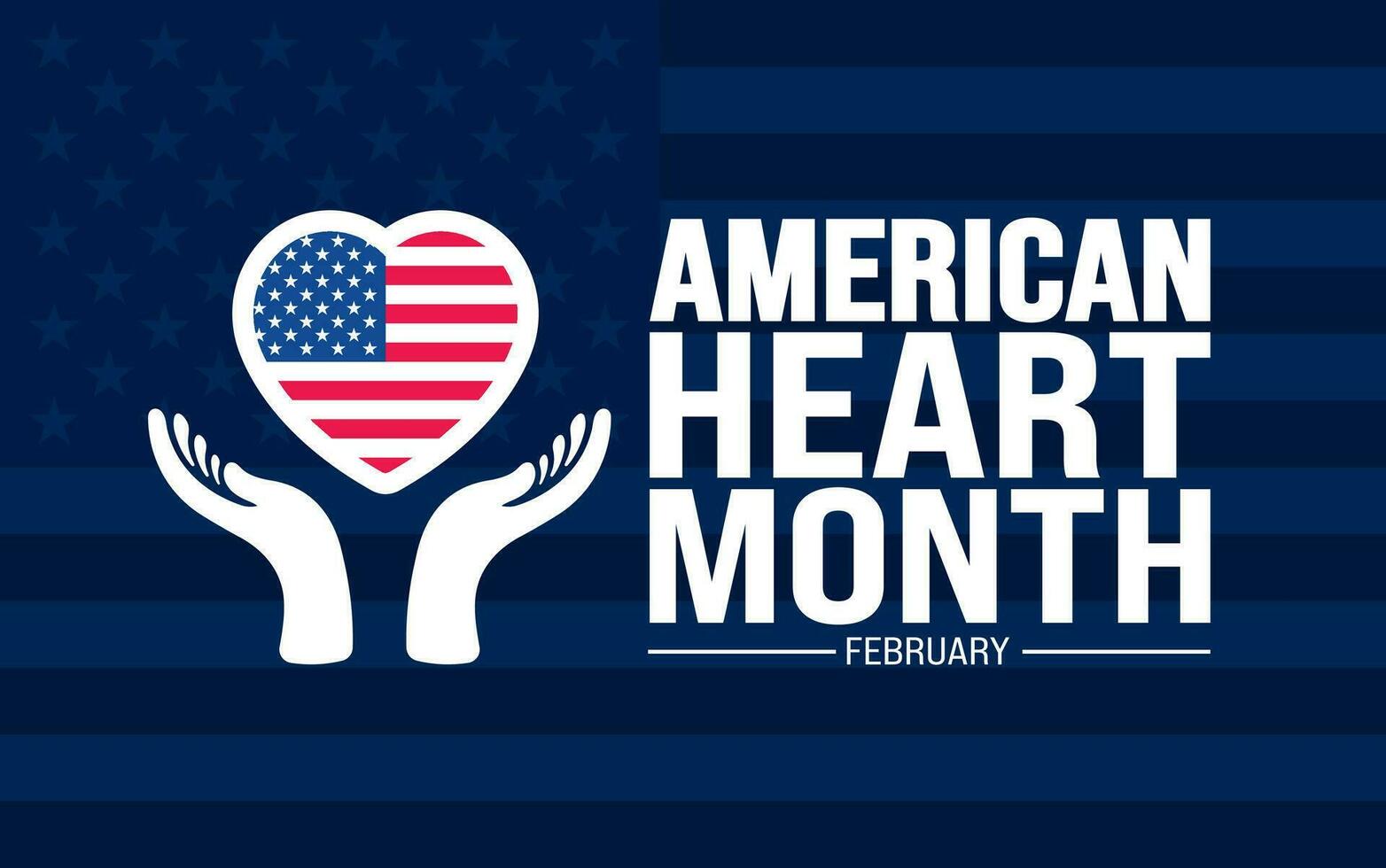 februari är amerikan hjärta månad bakgrund mall. Semester begrepp. bakgrund, baner, plakat, kort, och affisch design mall med text inskrift och standard Färg. vektor