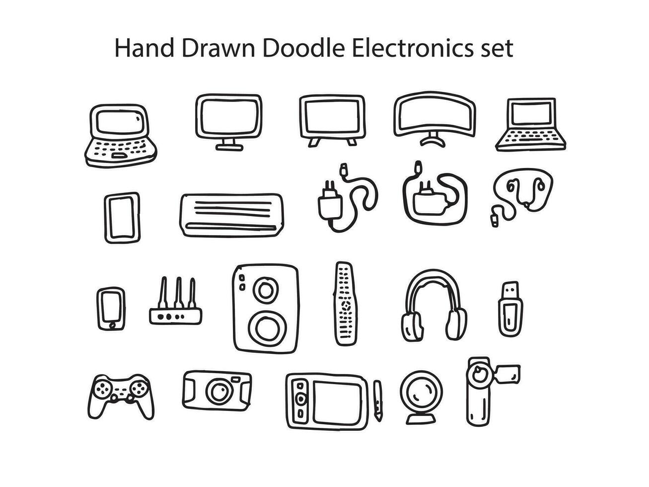 Hand gezeichnet Gekritzel Elektronik einstellen Vektor eps 10