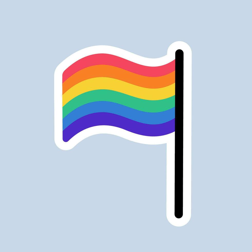 HBTQ flagga sjukare. regnbåge färgad flagga. HBTQ klistermärke i klotter stil. hbtq, HBTQ stolthet gemenskap symbol. HBTQ baner. vektor illustration.