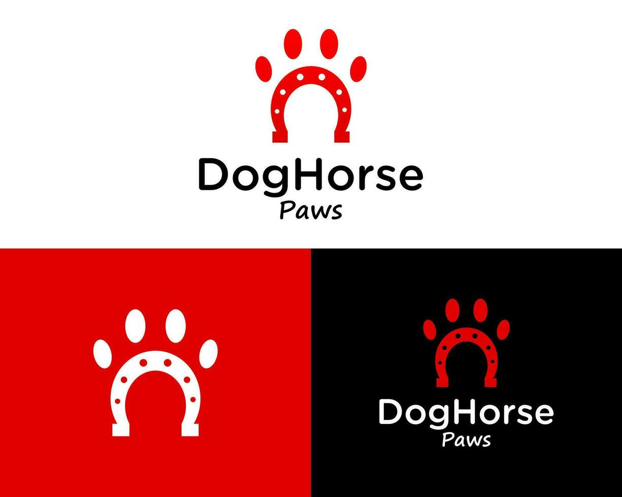 Grafik von Hufeisen und Hund Hufe Logo Design. vektor