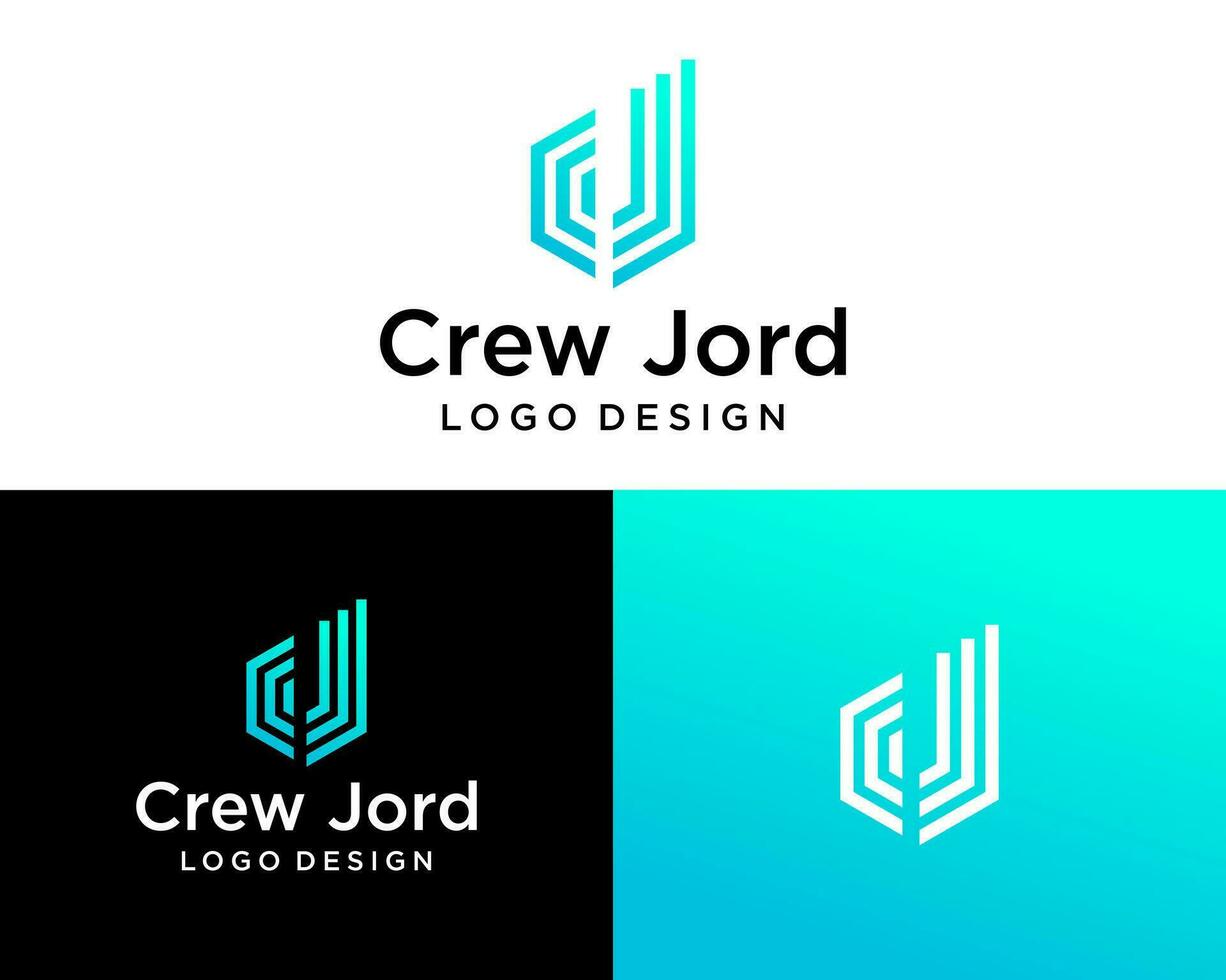 brev cj monogram geometrisk linje teknologi företag logotyp design. vektor