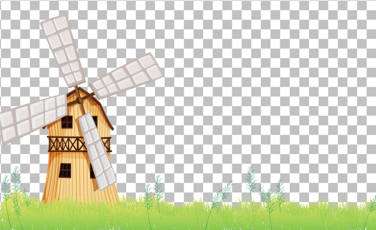 Windmühle und Scheune auf Gitterhintergrund vektor