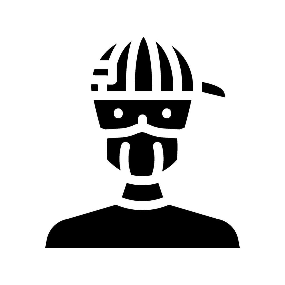 Kind Junge medizinisch Maske Glyphe Symbol Vektor Illustration