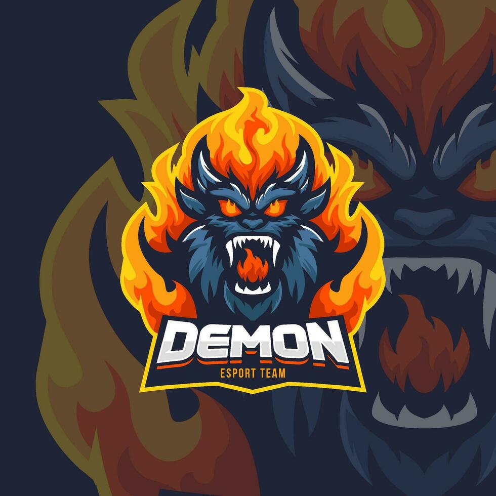 brand monster maskot esport vektor illustration. flamma jäkel gaming och sport team maskot emblem.