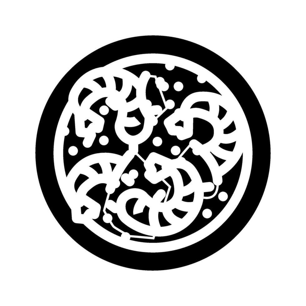 Gambas al ajillo Spanisch Küche Glyphe Symbol Vektor Illustration