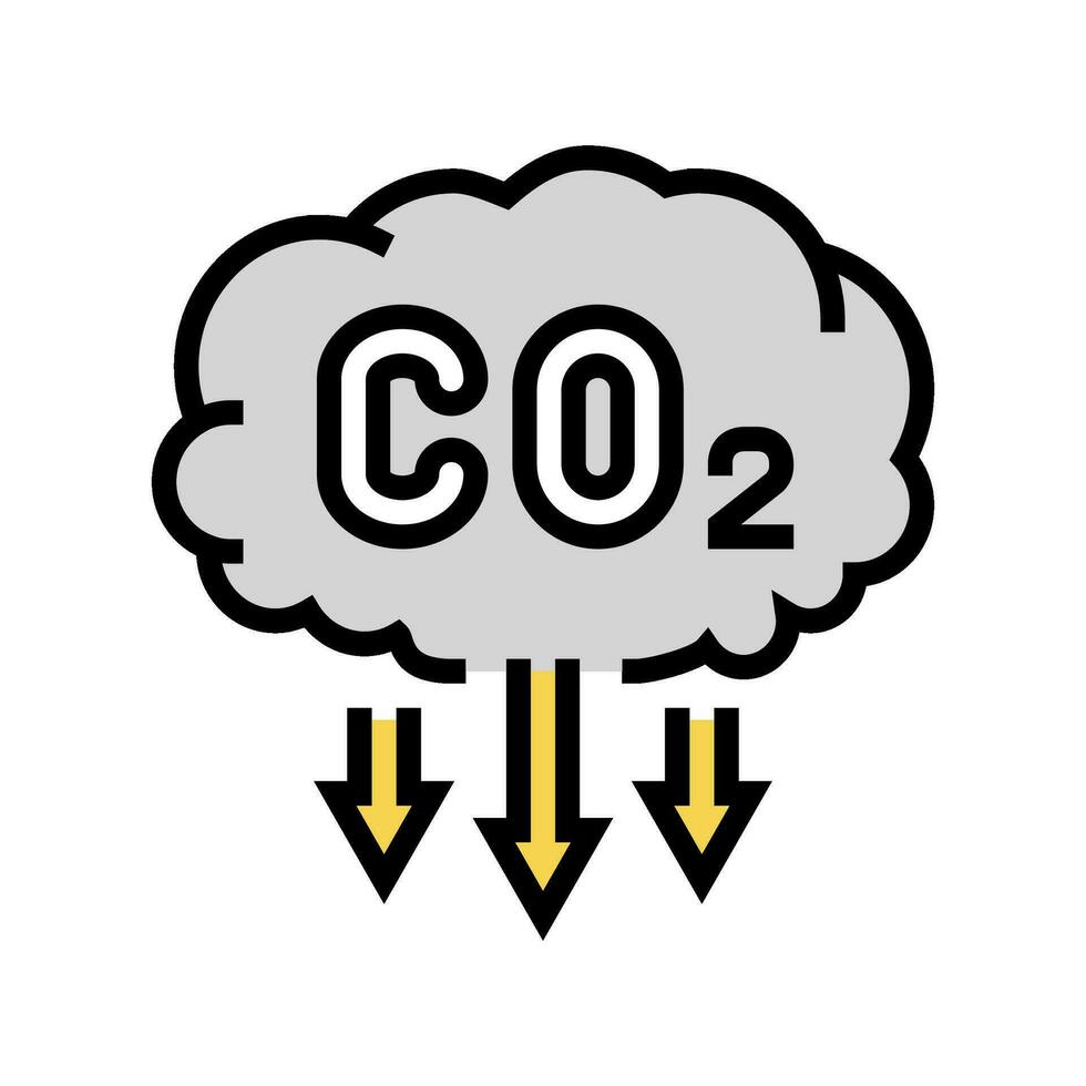 utsläpp minskning kol Färg ikon vektor illustration