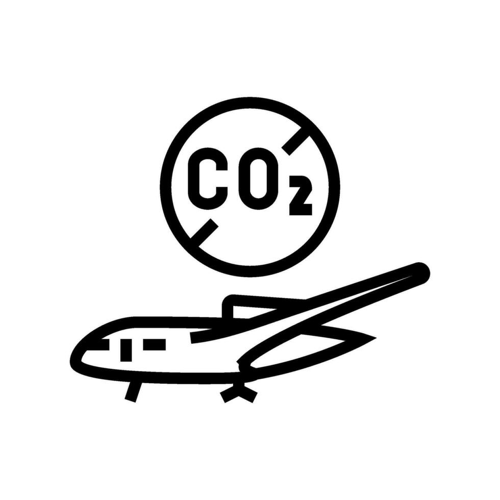 Emission kostenlos Flugzeug Kohlenstoff Linie Symbol Vektor Illustration