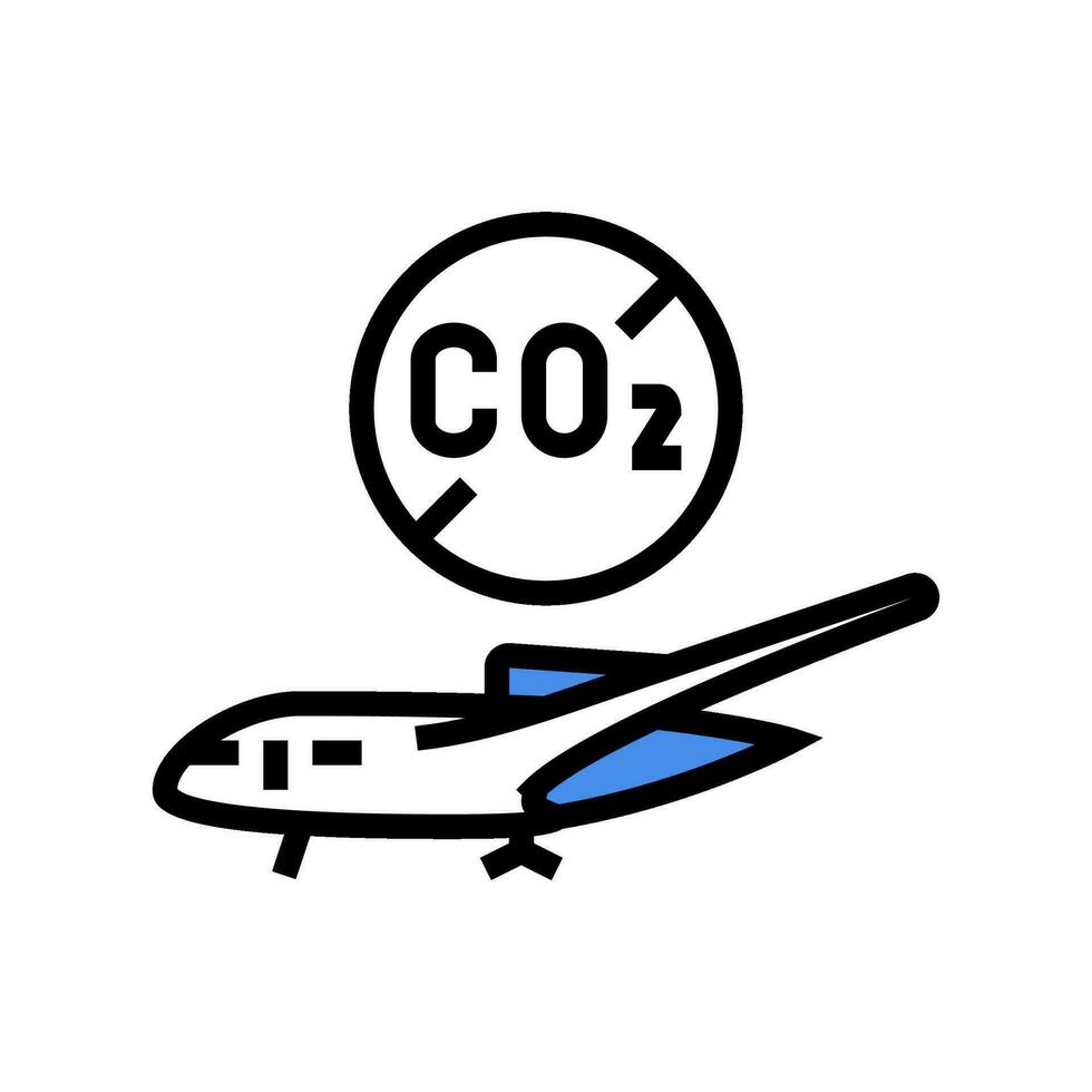 Emission kostenlos Flugzeug Kohlenstoff Farbe Symbol Vektor Illustration