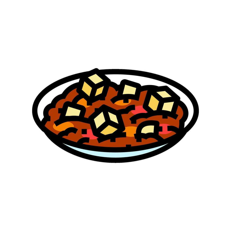 mapo Tofu Chinesisch Küche Farbe Symbol Vektor Illustration