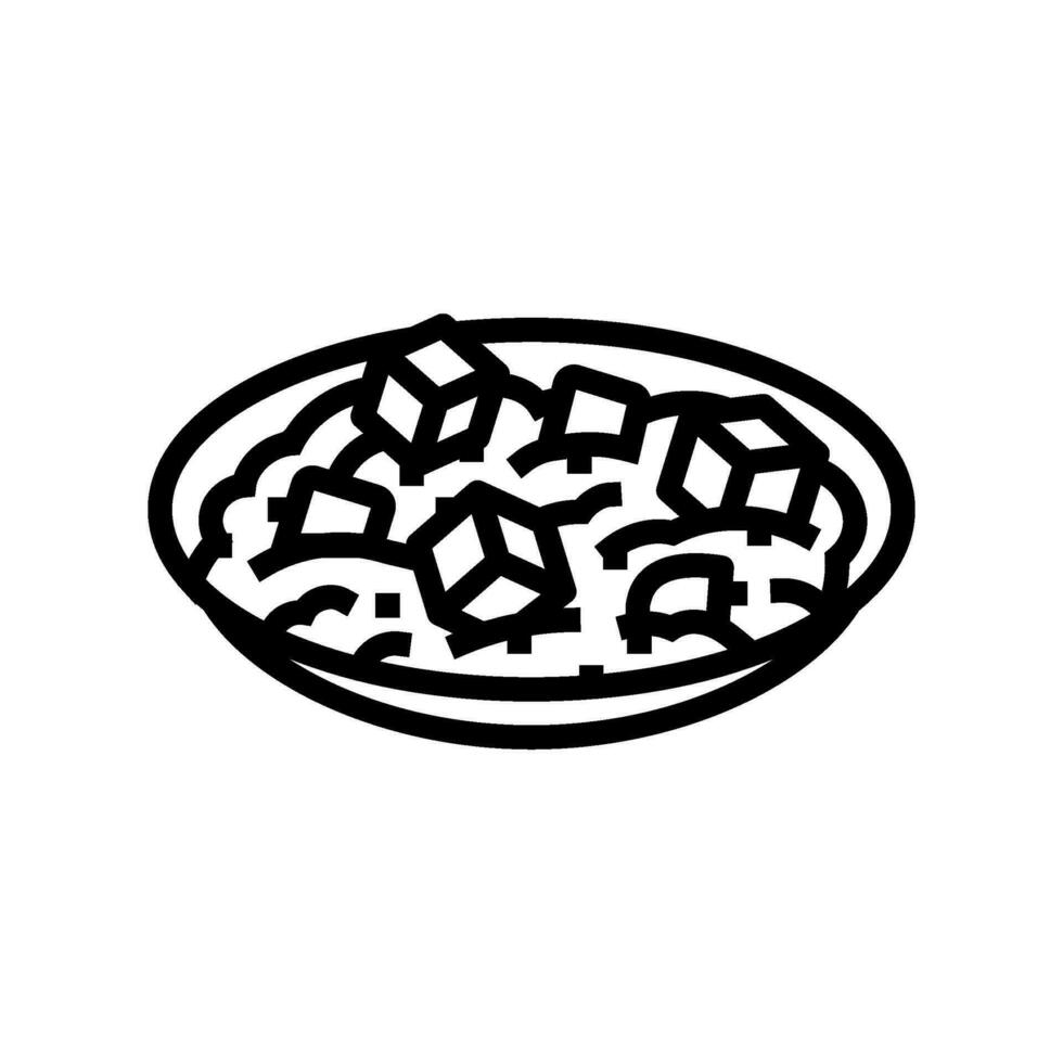 mapo Tofu Chinesisch Küche Linie Symbol Vektor Illustration