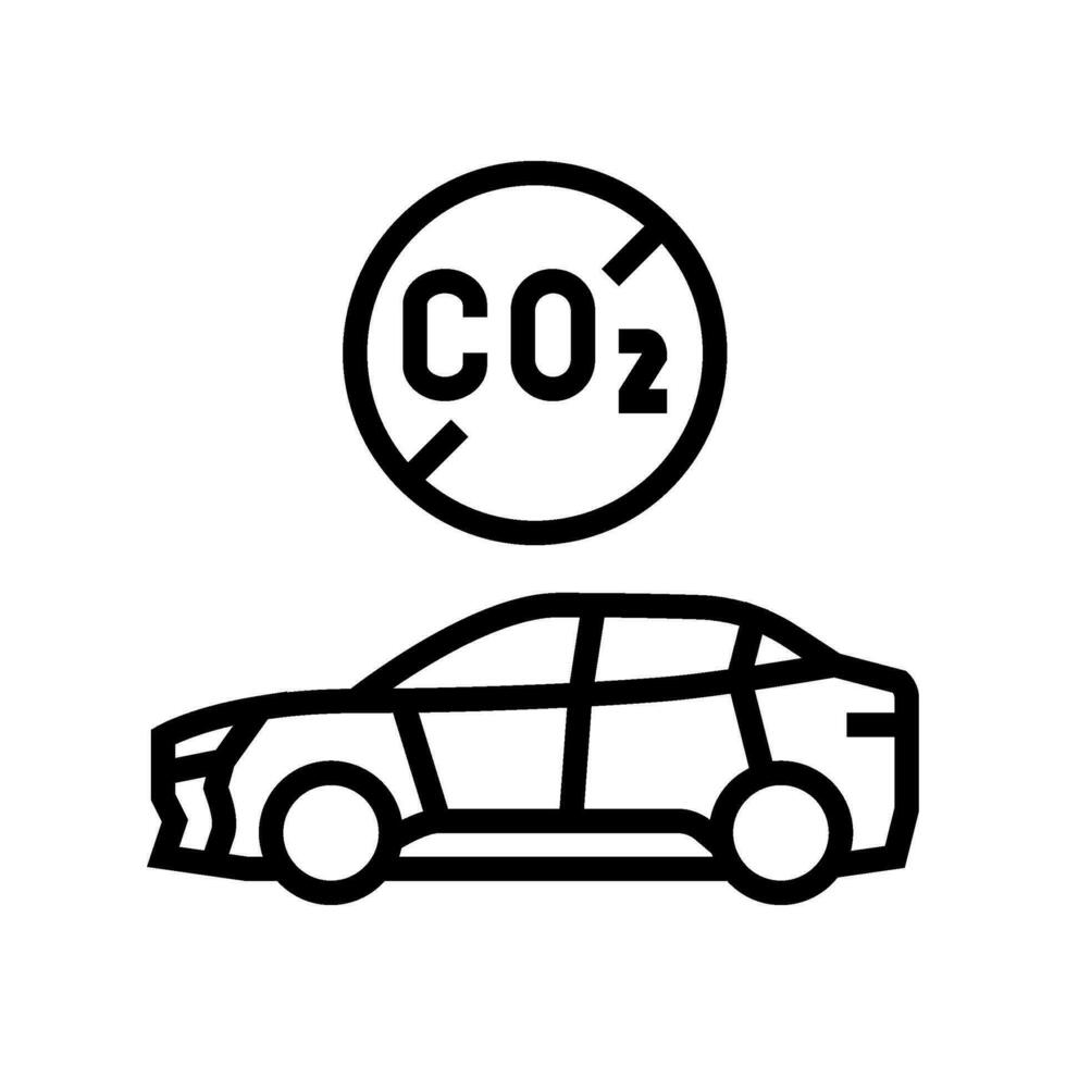 utsläpp fri bil kol linje ikon vektor illustration