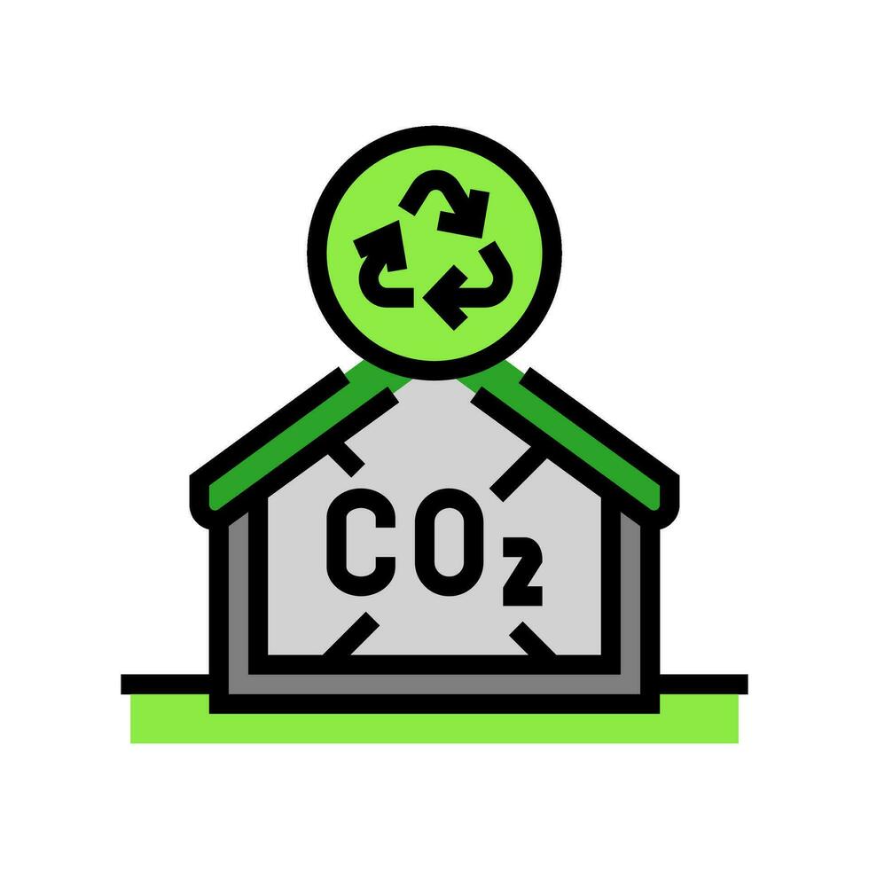 Kohlenstoff neutral Gebäude Grün Farbe Symbol Vektor Illustration