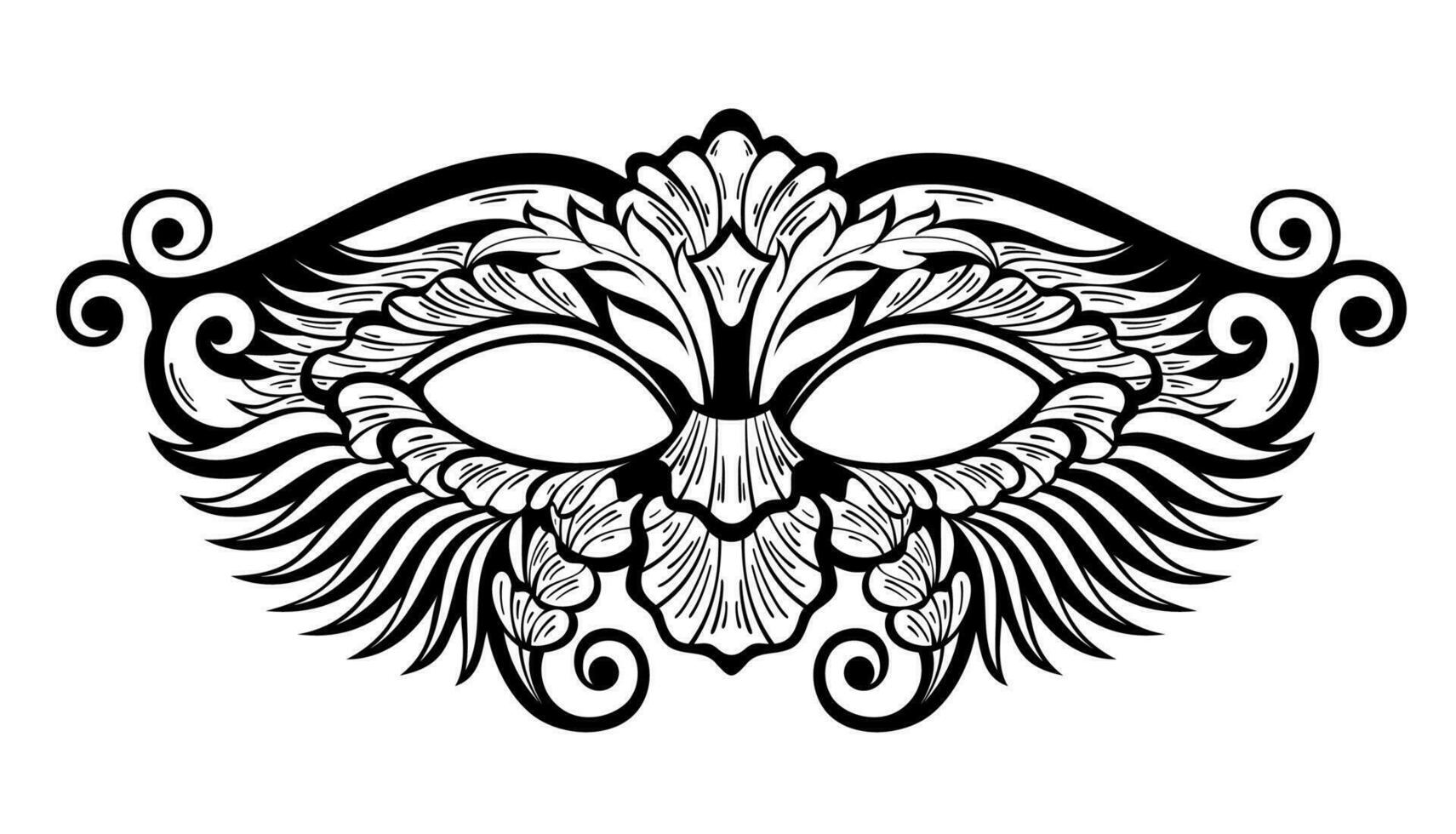 schön Maske Symbol. Karneval gras Vektor Hintergrund. Weiß und schwarz Maskerade Element. venezianisch Karneval Logo. Jahrgang einzigartig Luxus Qualität Muster